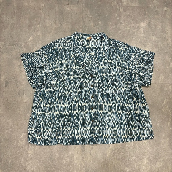 PILCRO‎ Anthropologie Printed Voile Surf Button Down Shirt Size 3X - Picture 2 of 10